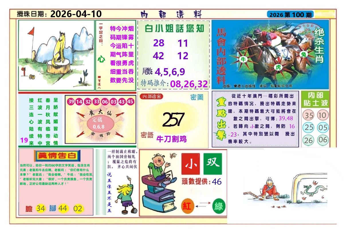 澳门内部透料A 第100期