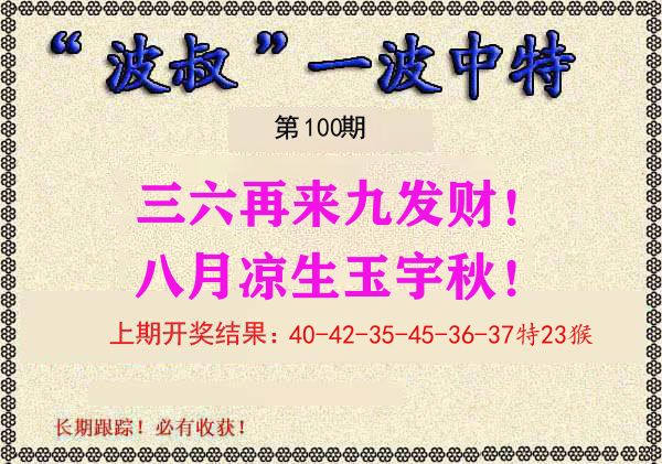 波叔中特 第100期