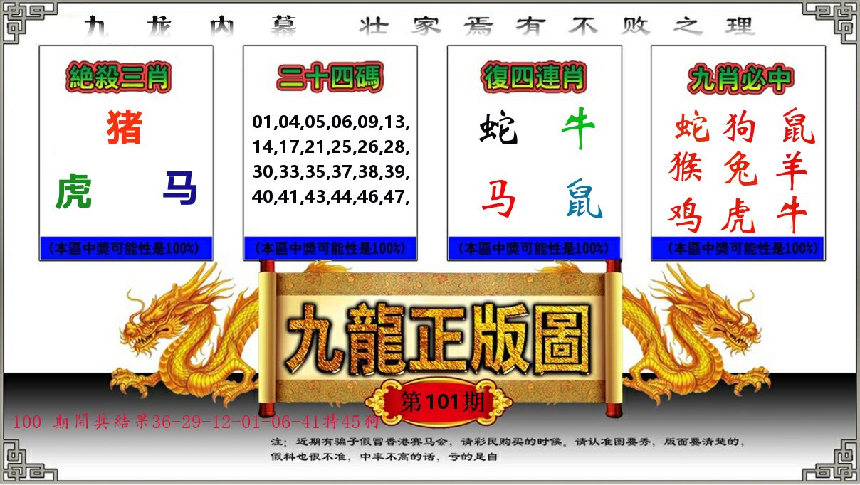 九龙正版图 第101期