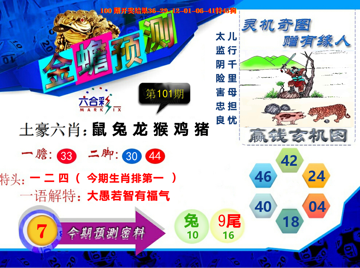 金蟾预测 第101期