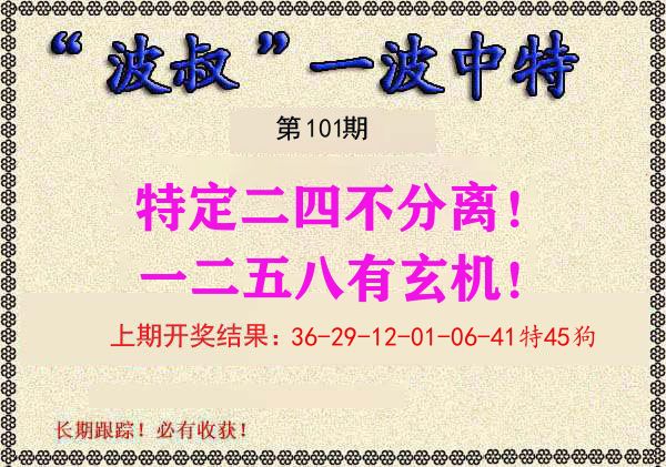 波叔中特 第101期
