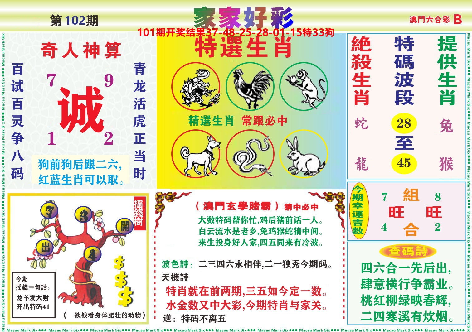 家家好彩B 第102期