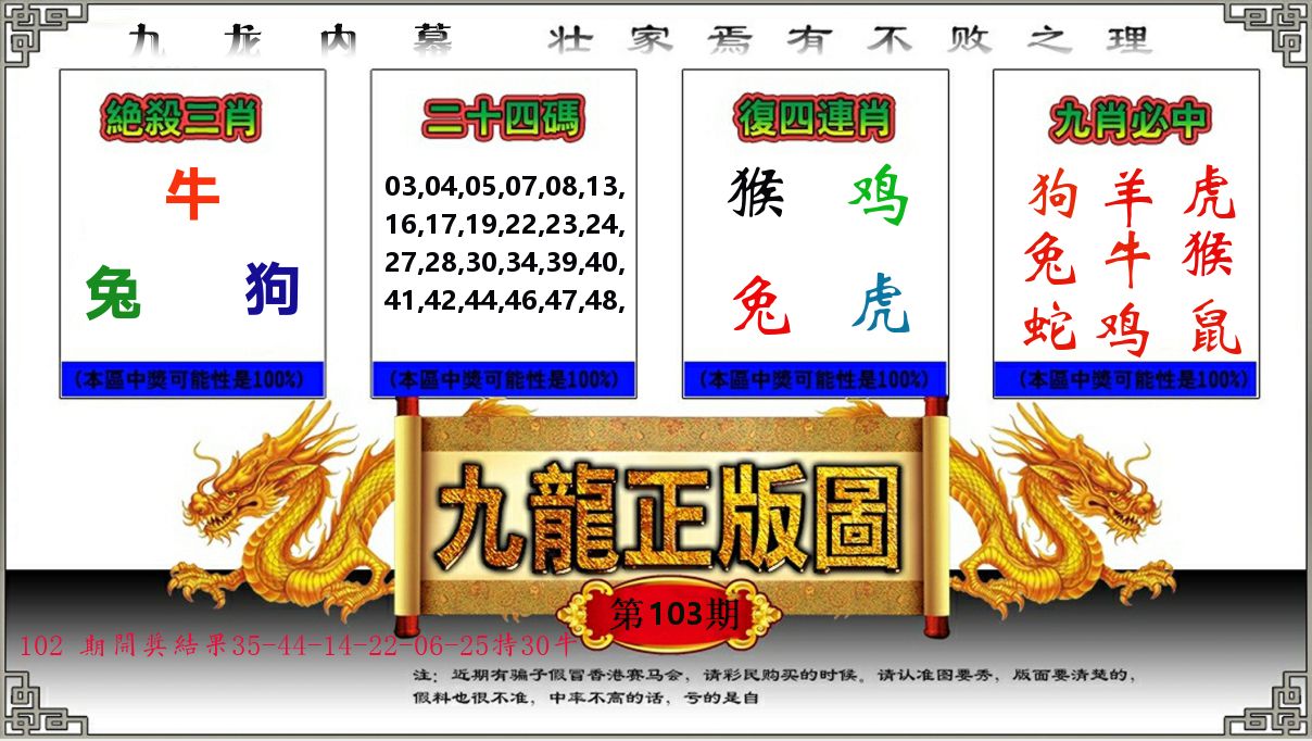 九龙正版图 第103期