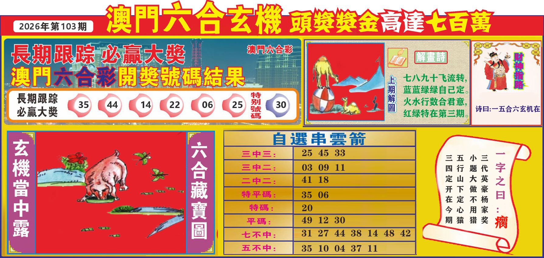 七星彩图C 第103期