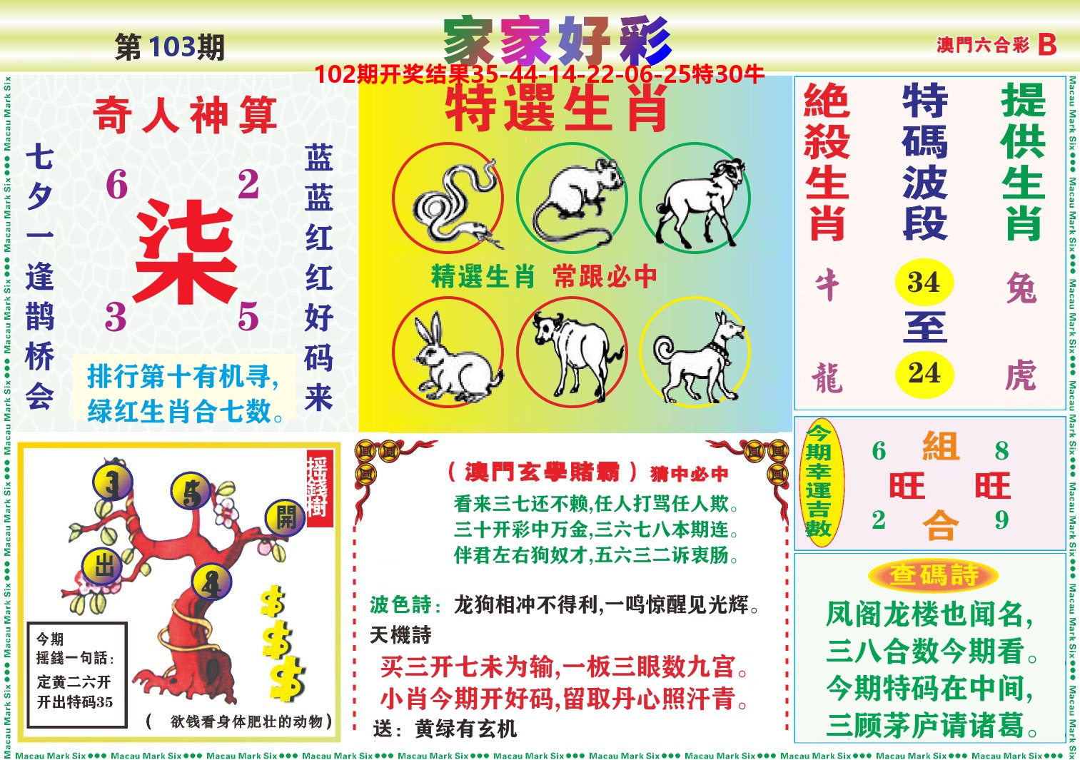 家家好彩B 第103期
