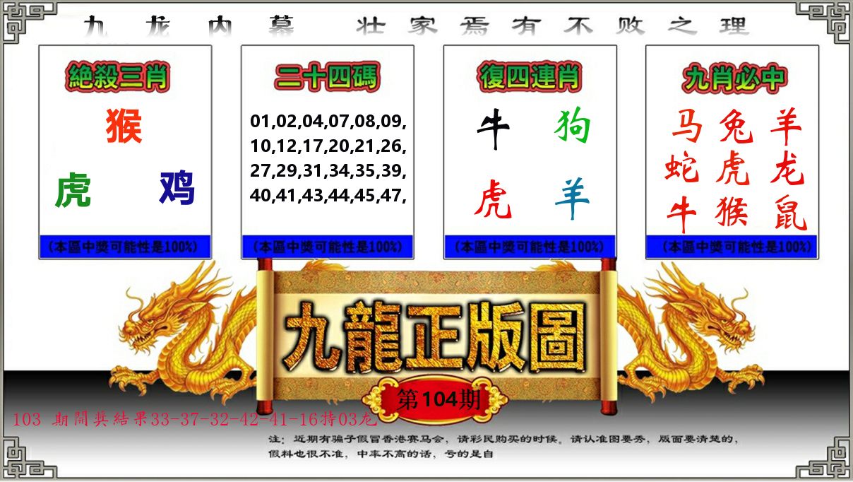 九龙正版图 第104期