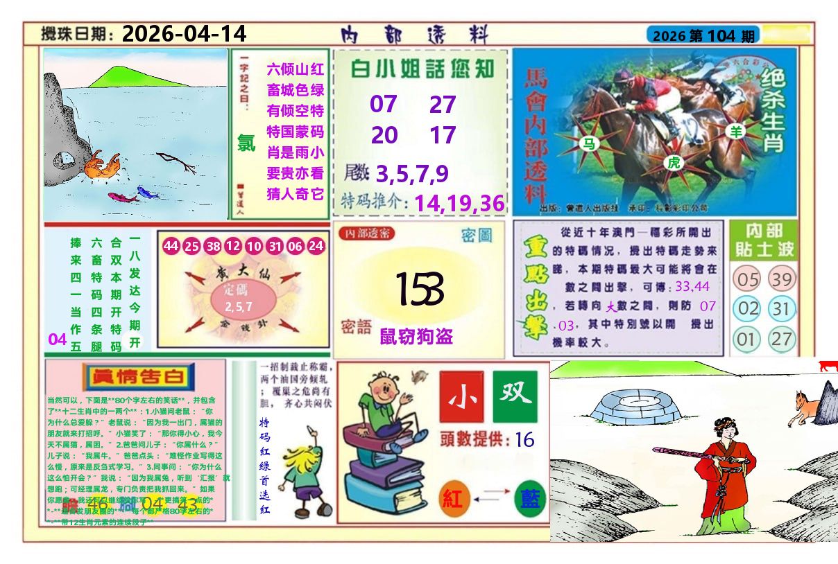 澳门内部透料A 第104期