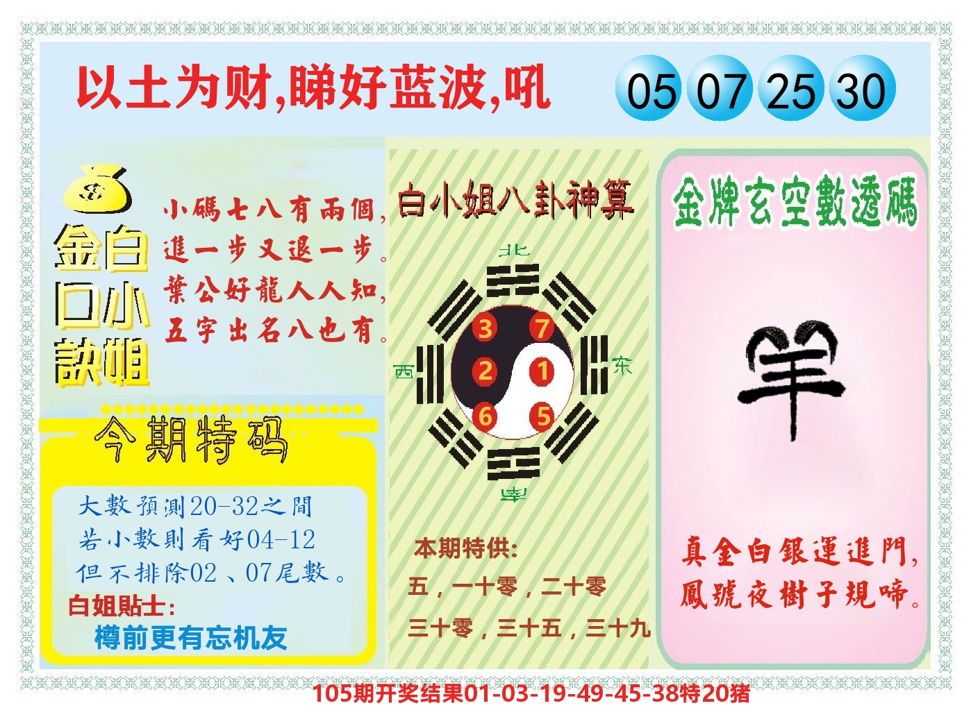 白小姐金口决 第106期