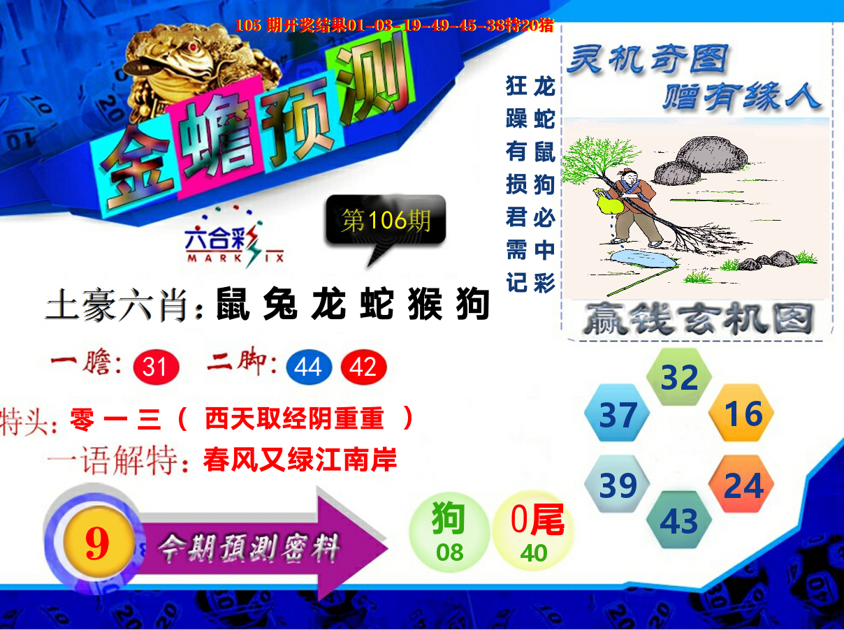 金蟾预测 第106期