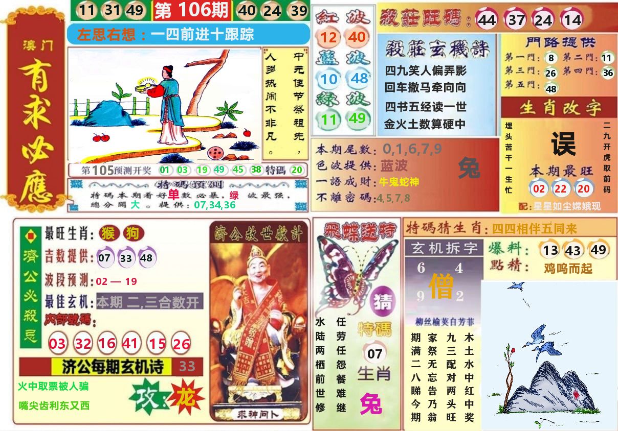 澳门有求必应 第106期