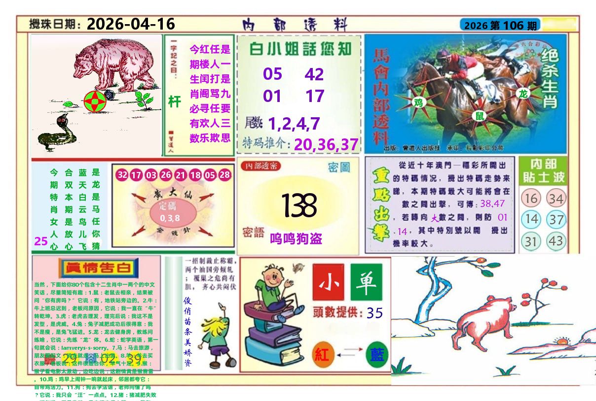 澳门内部透料A 第106期