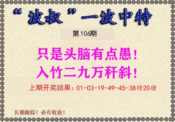 波叔中特 第106期