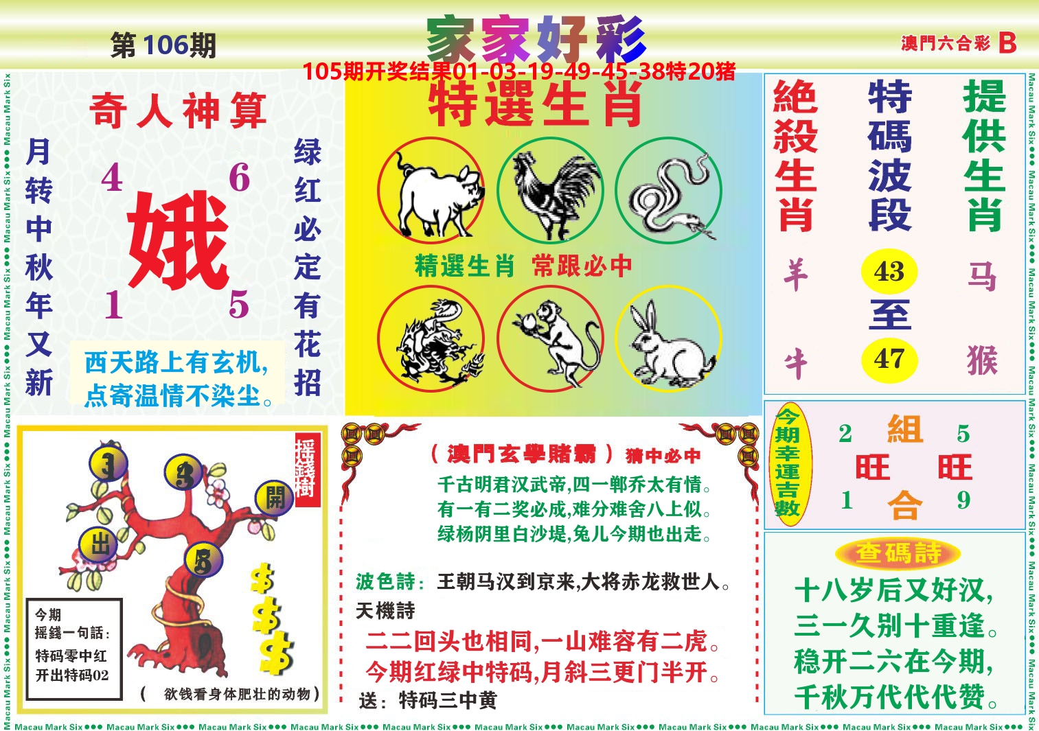 家家好彩B 第106期