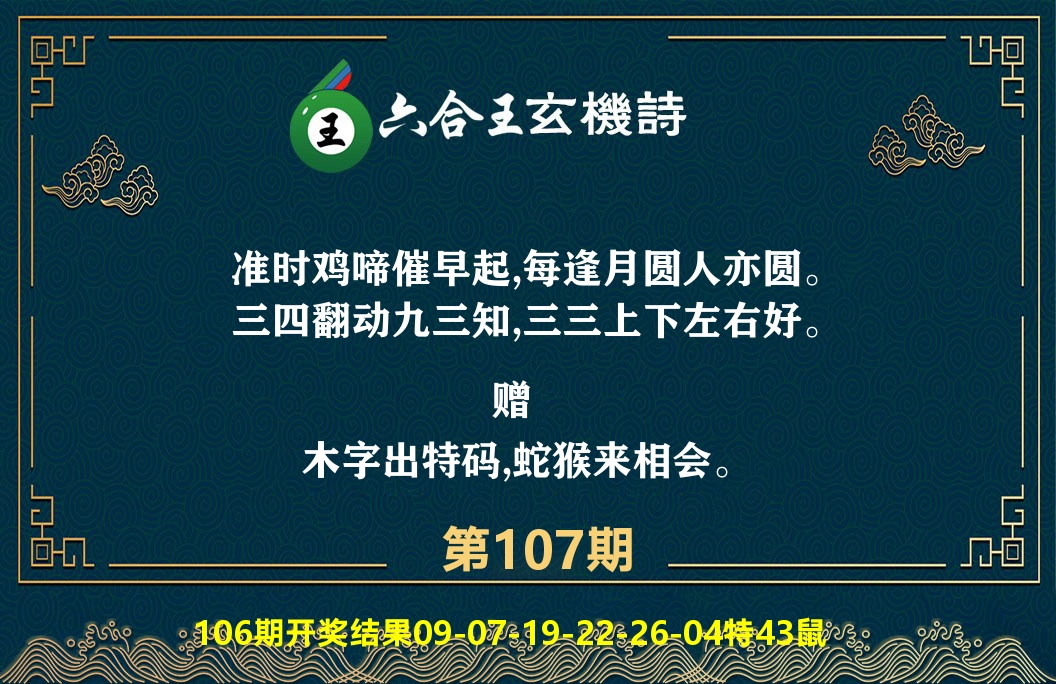 六合王玄机诗 第107期