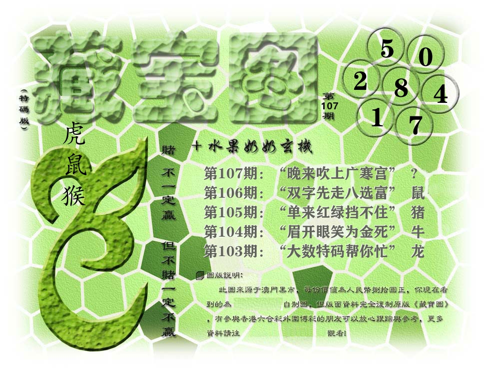 藏宝图奶奶玄机 第107期