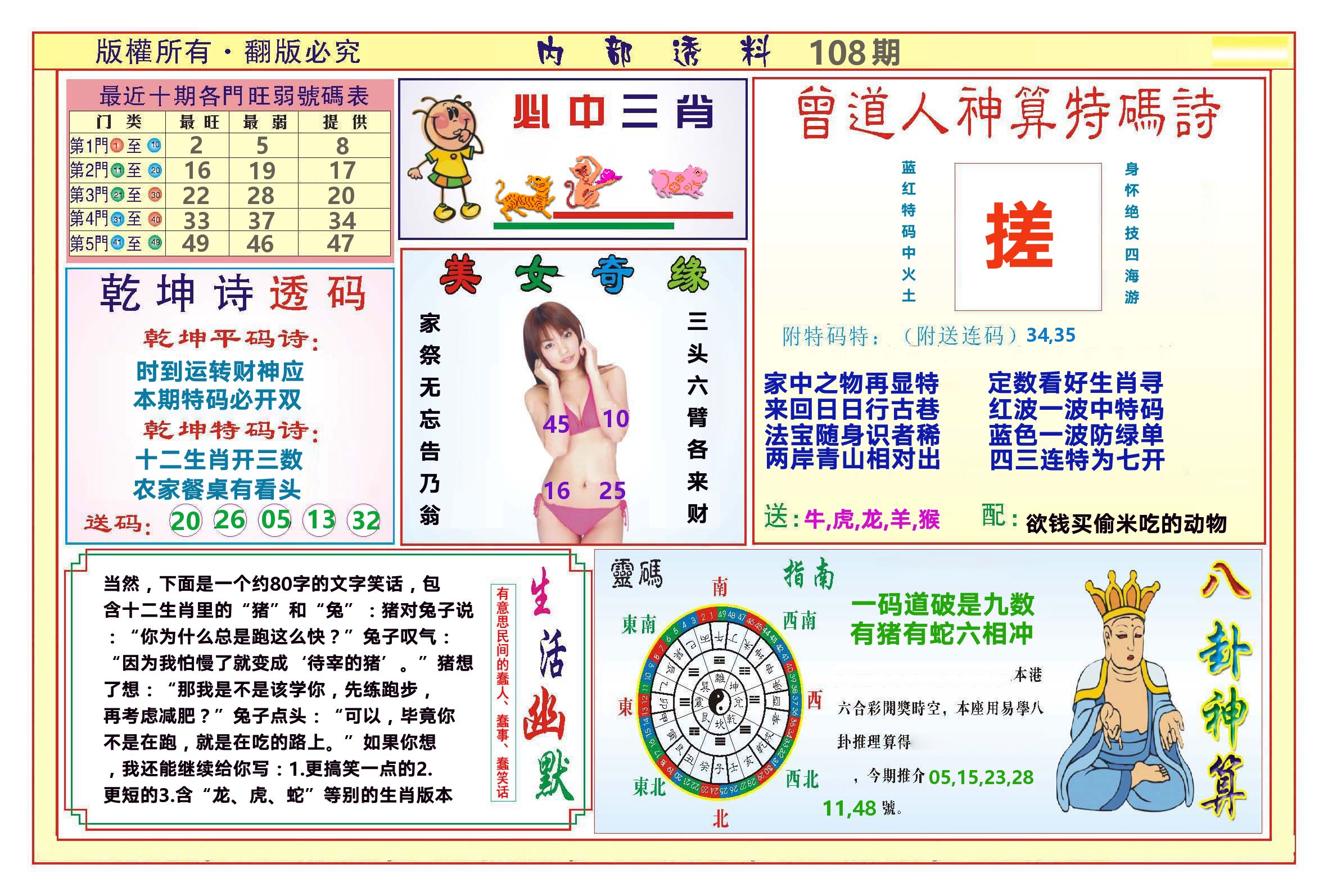 澳门内部透料B 第108期