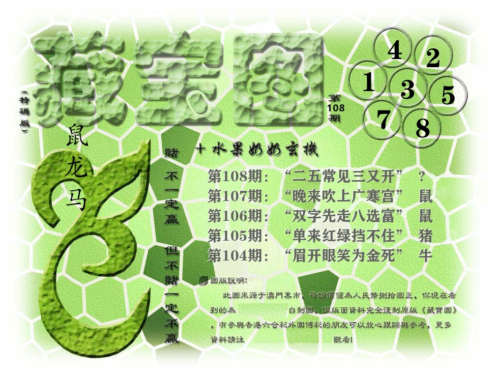 藏宝图奶奶玄机 第108期