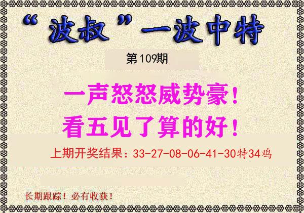 波叔中特 第109期