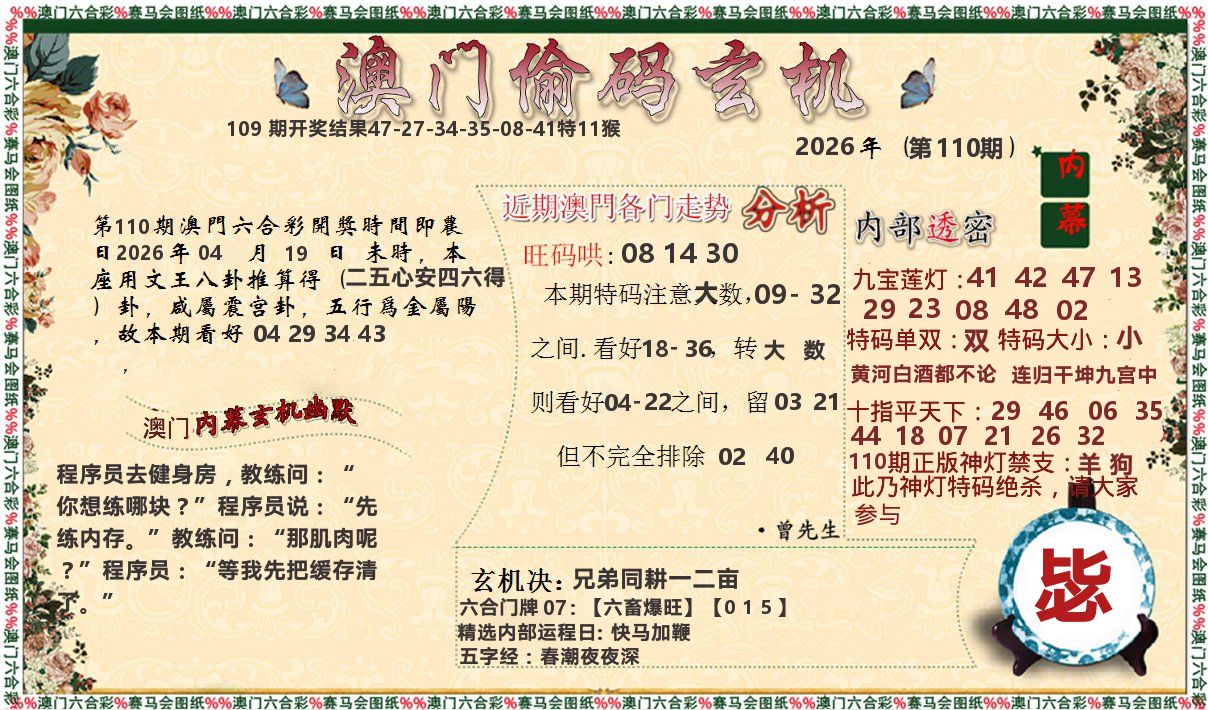 偷码玄机 第110期