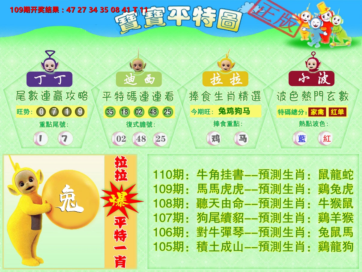天线宝宝平特图 第110期
