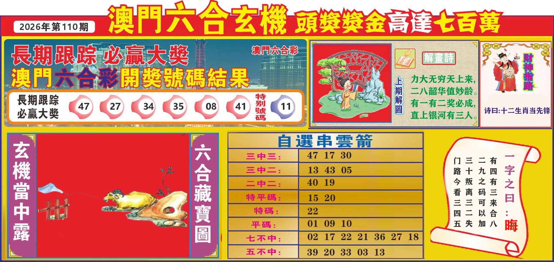七星彩图C 第110期