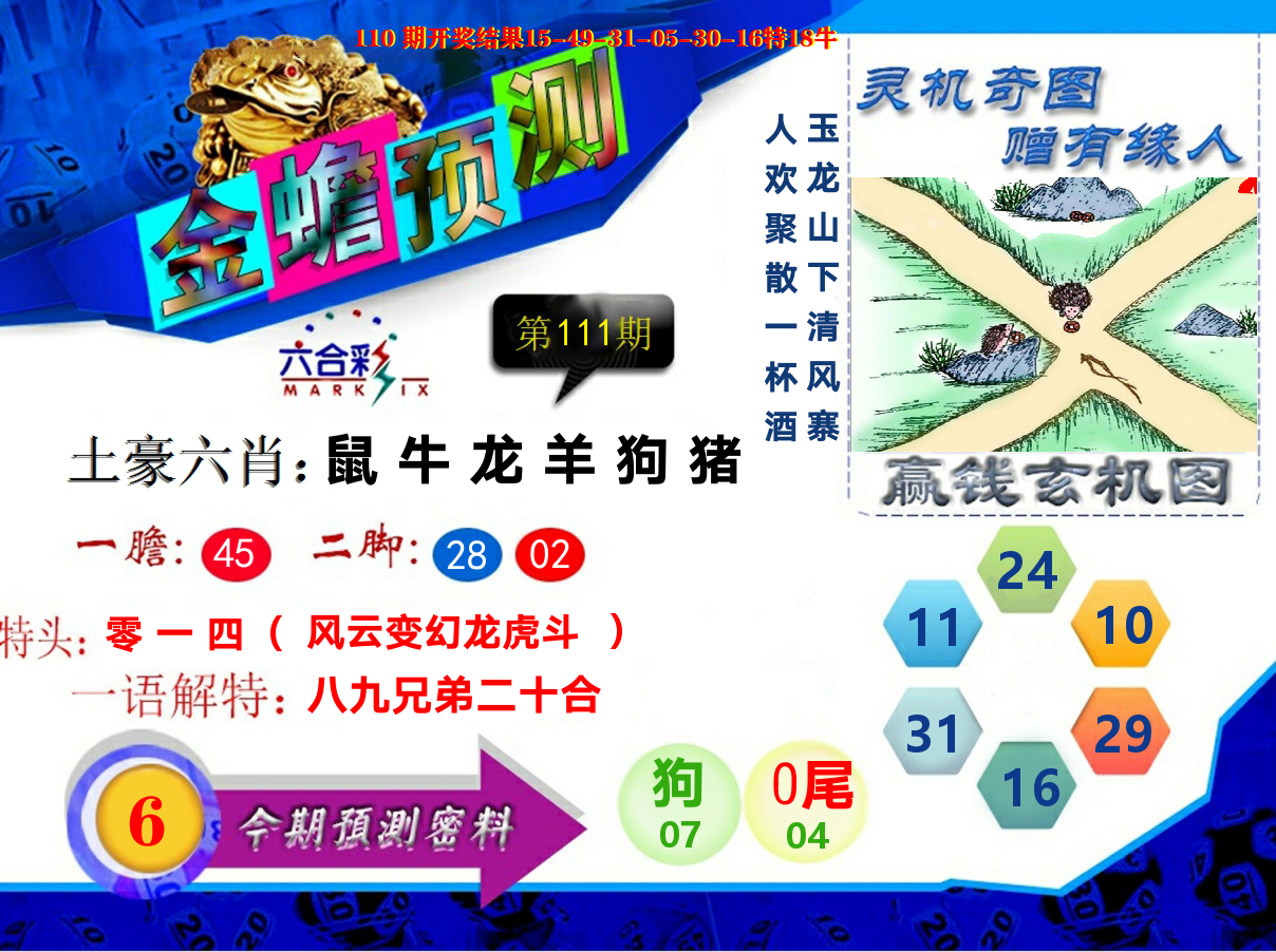 金蟾预测 第111期