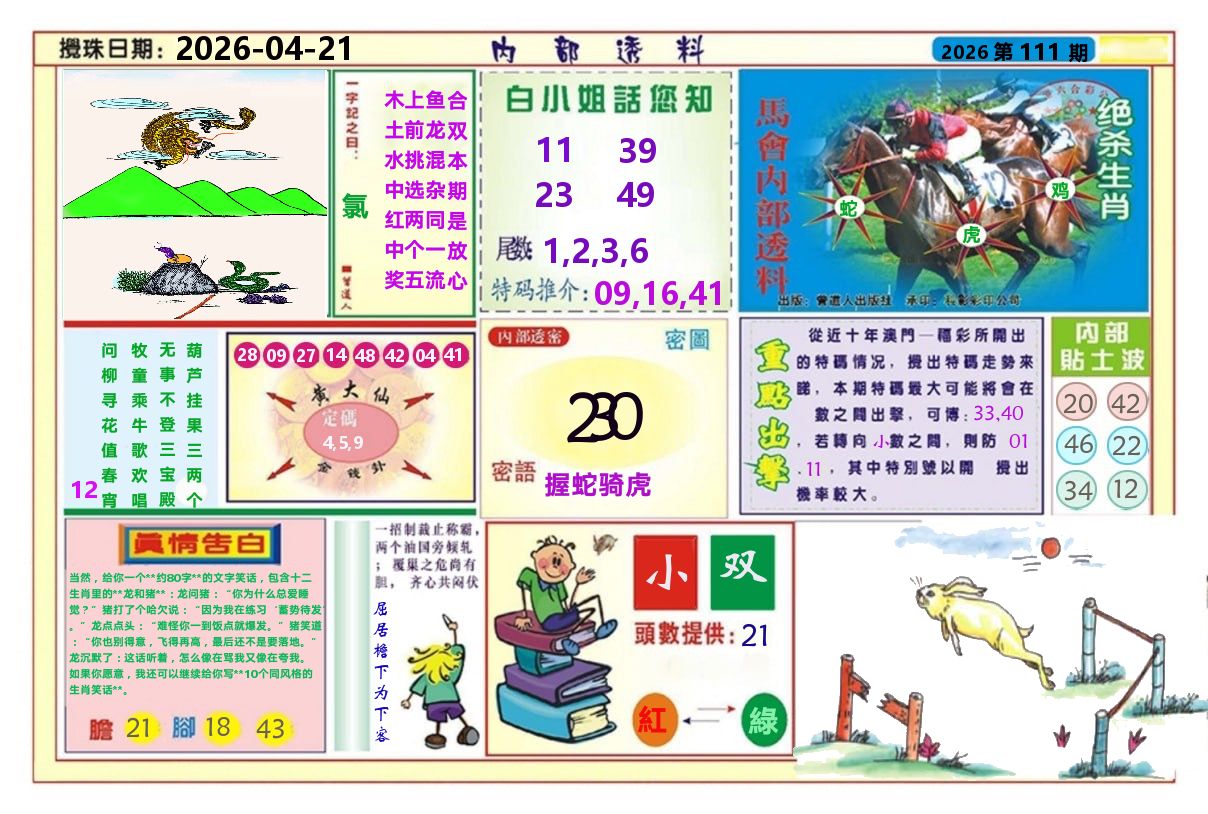 澳门内部透料A 第111期