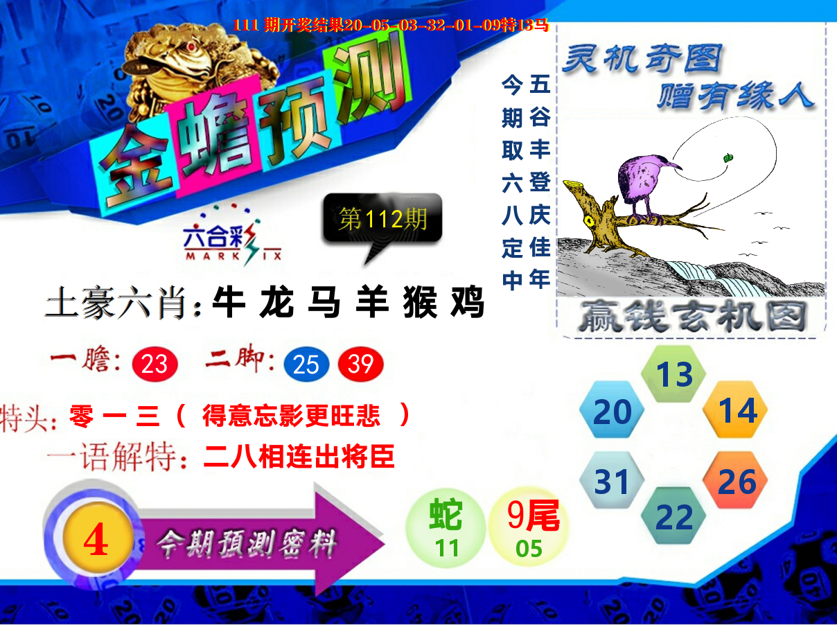 金蟾预测 第112期