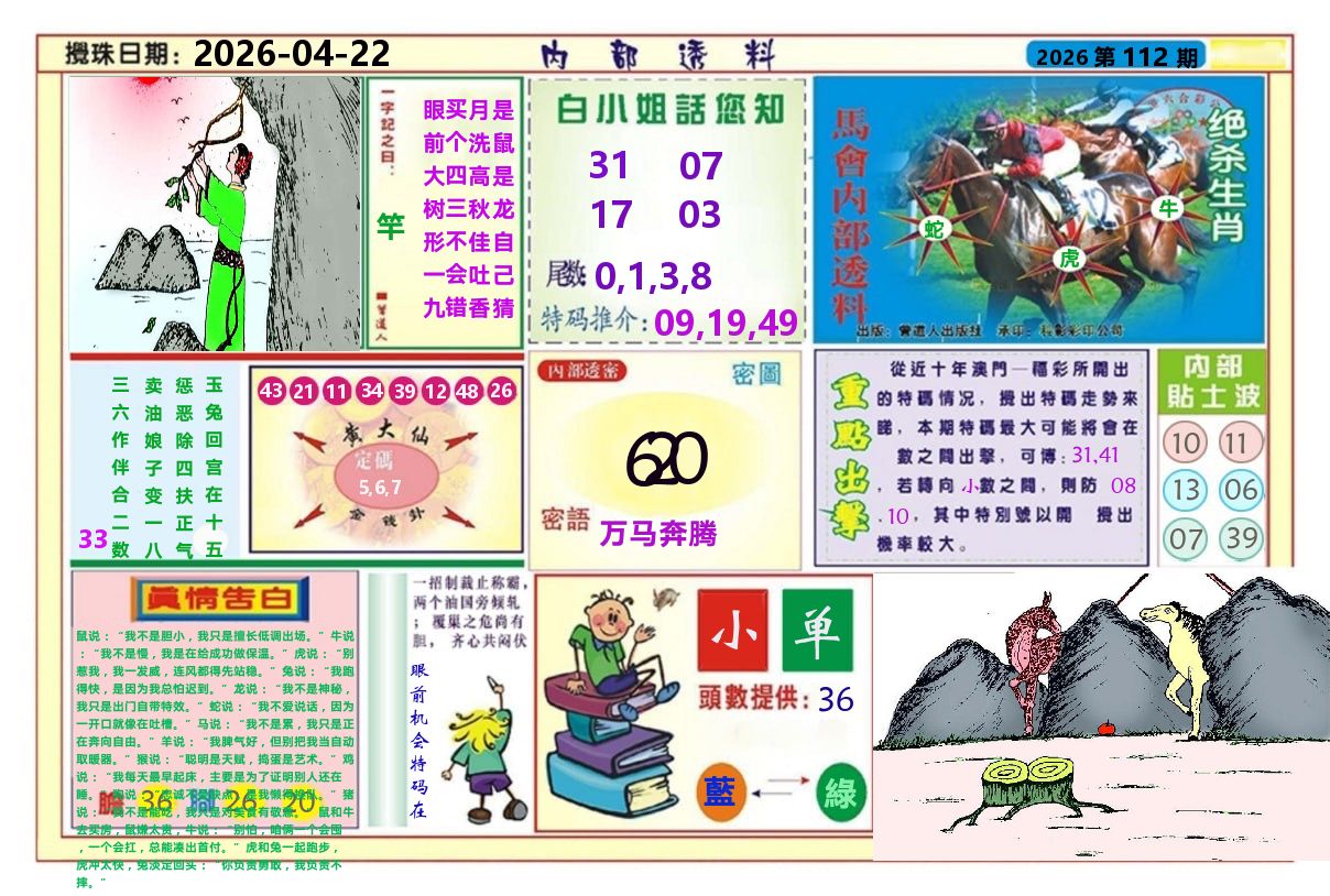 澳门内部透料A 第112期