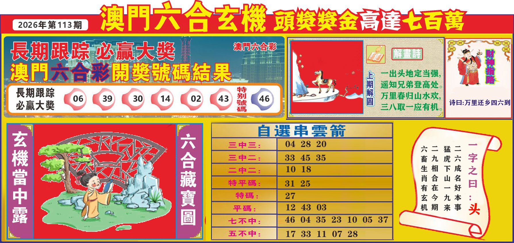 七星彩图C 第113期
