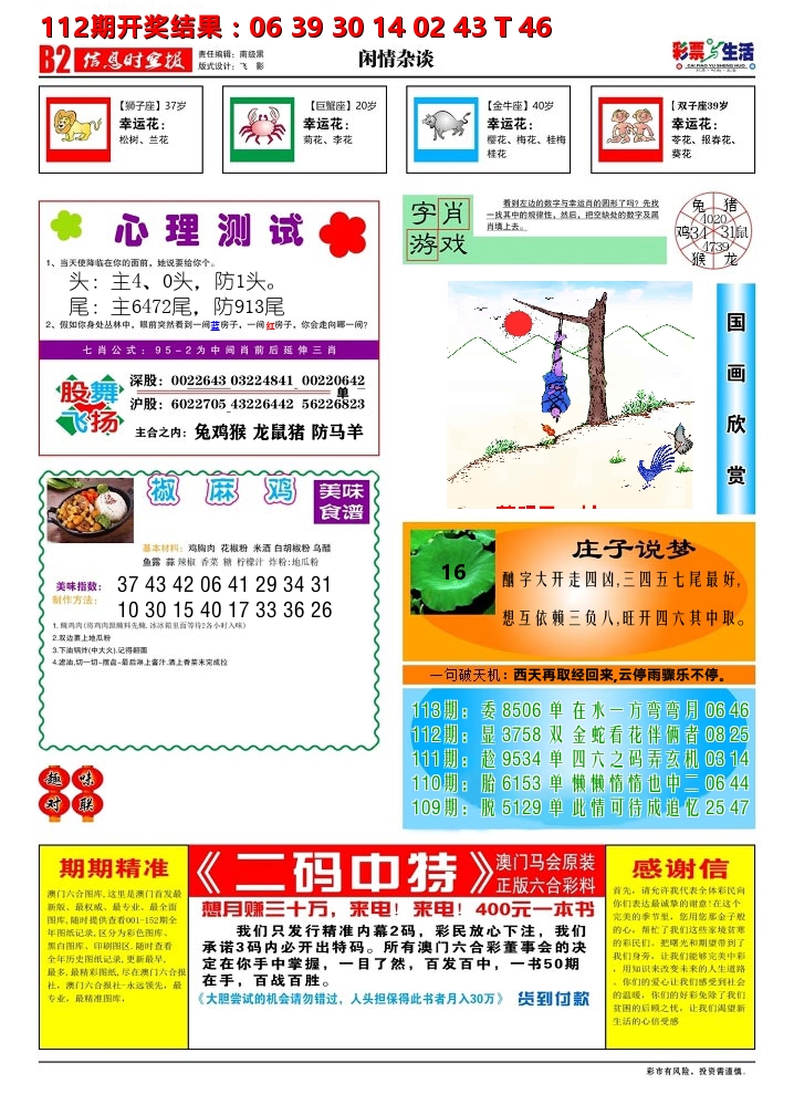 彩票与生活B 第113期