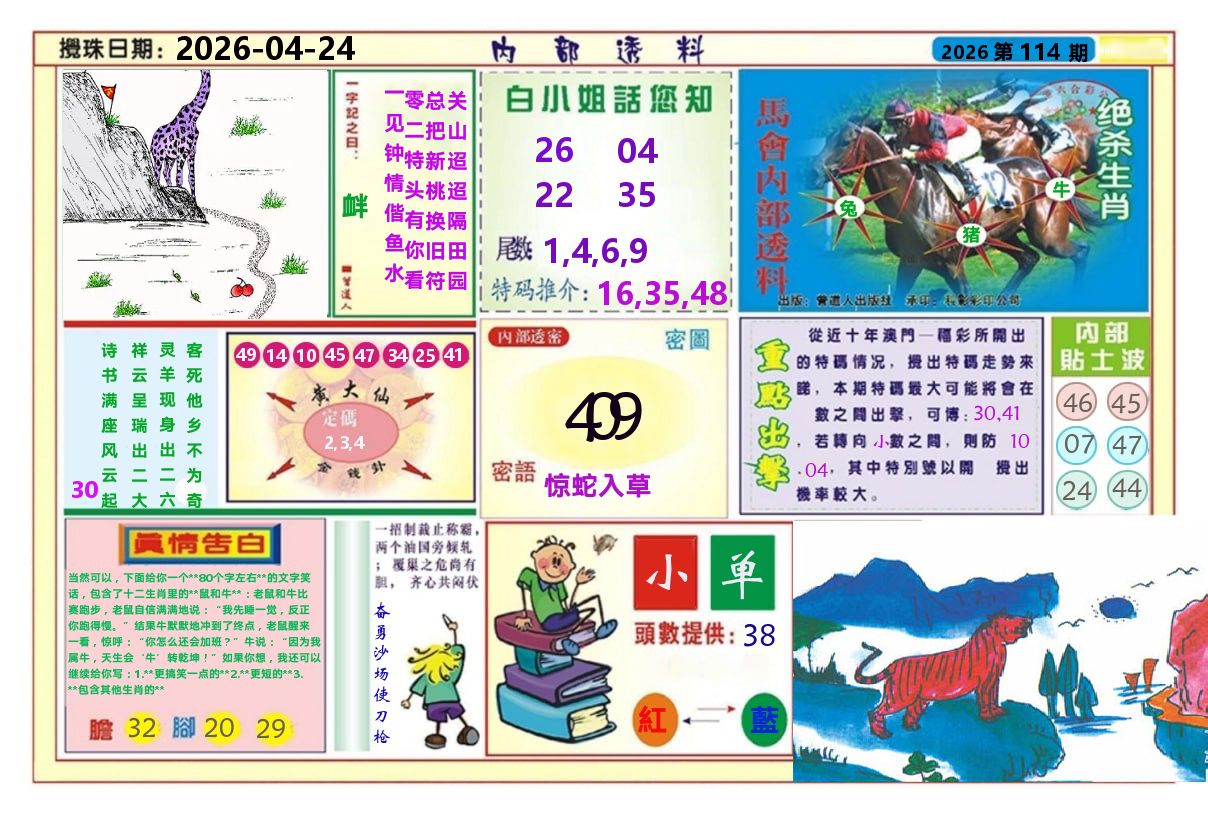 澳门内部透料A 第114期