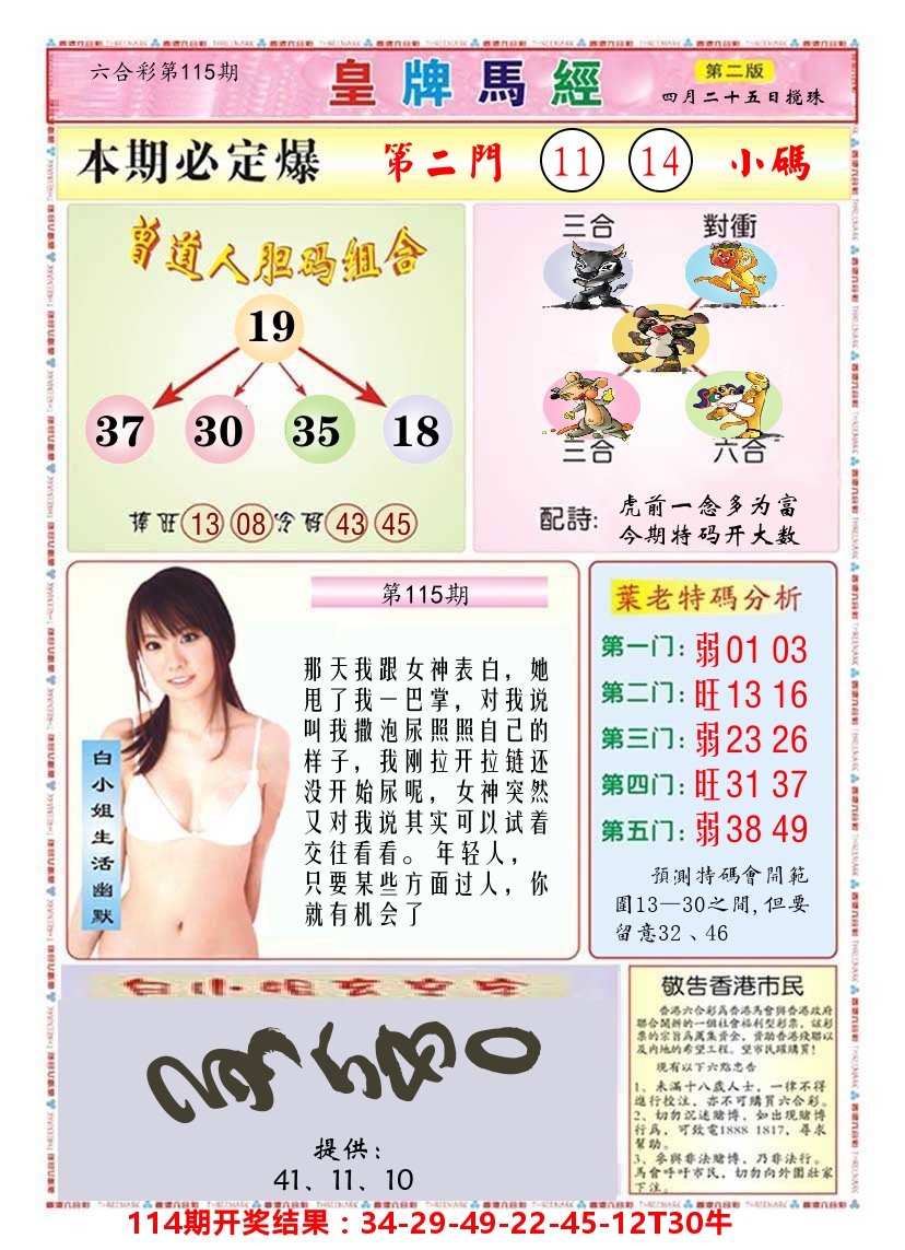 澳门皇牌马经B 第115期