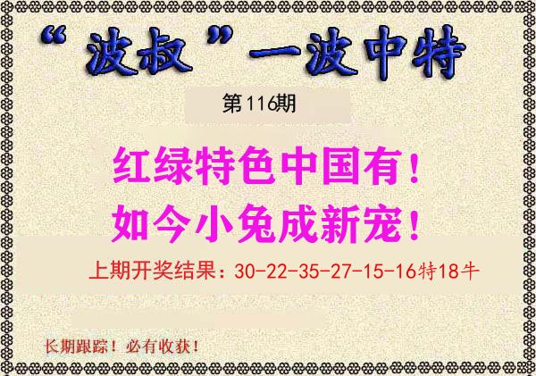 波叔中特 第116期