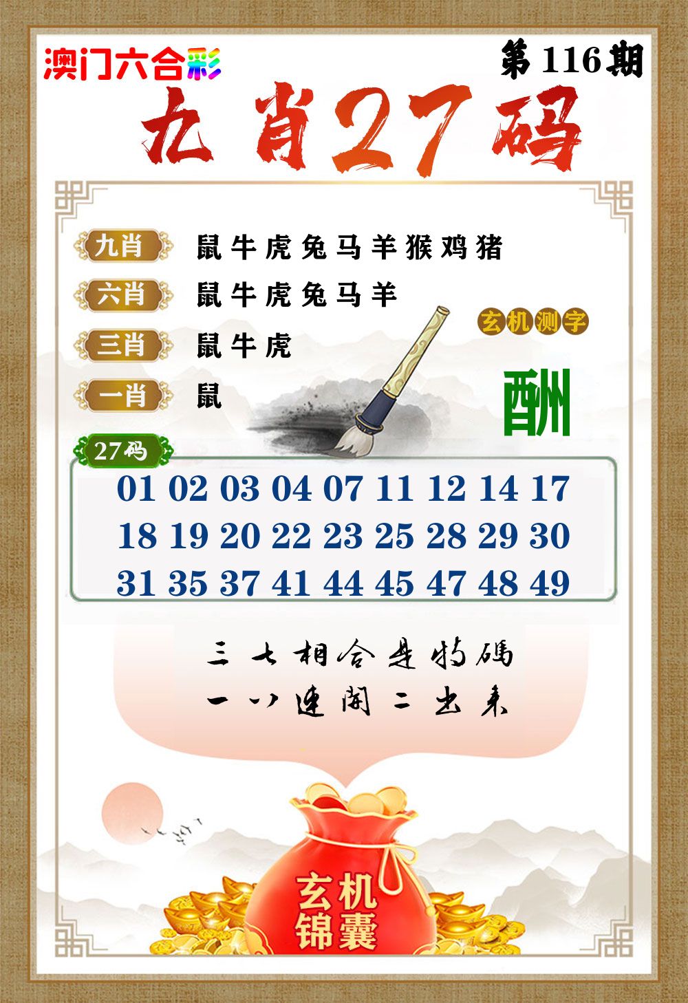 玄机锦囊 第116期