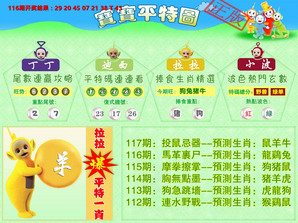 天线宝宝平特图 第117期