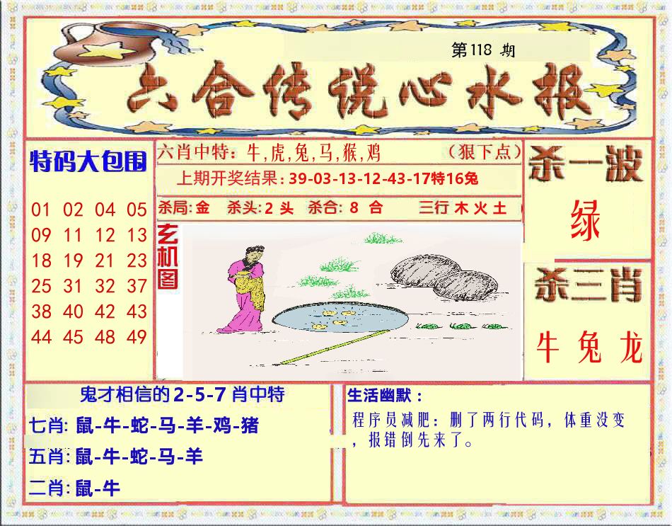 六合传说心水报 第118期