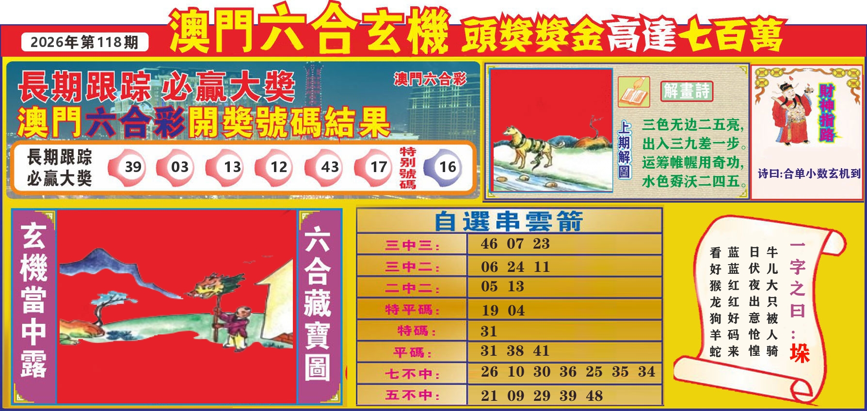 七星彩图C 第118期