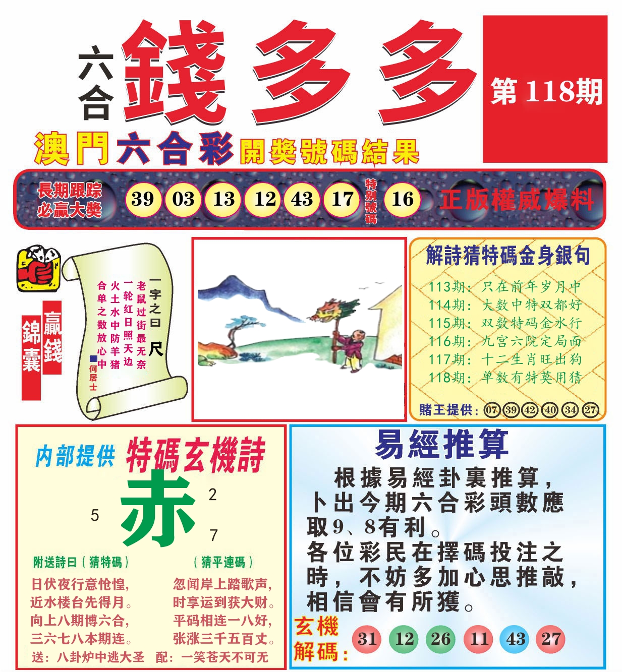 澳门钱多多B 第118期