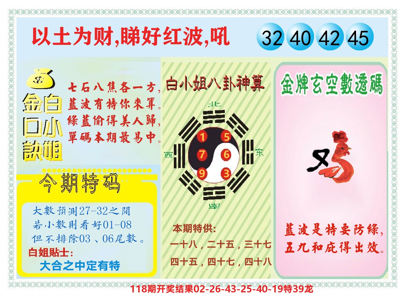 白小姐金口决 第119期