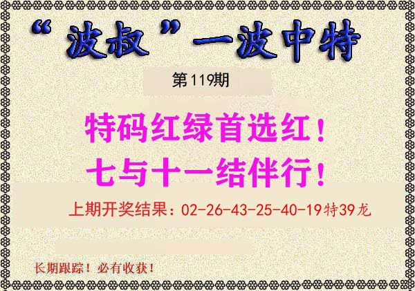 波叔中特 第119期