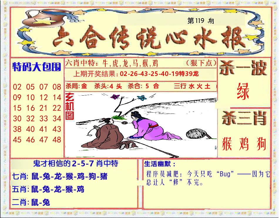 六合传说心水报 第119期