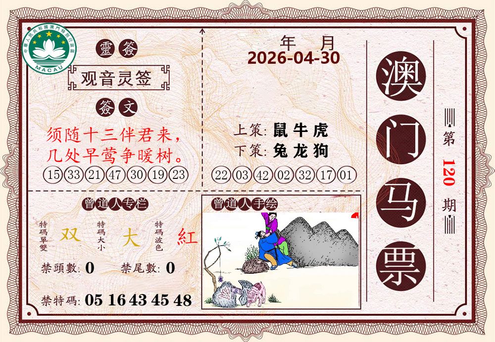 澳门马票 第120期