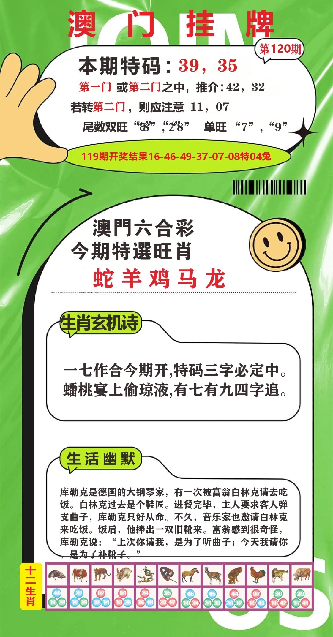 澳门赢天下B 第120期