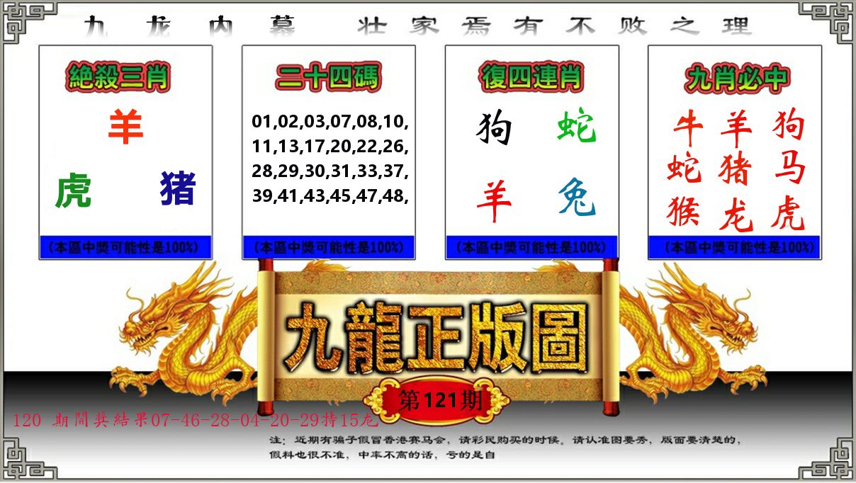 九龙正版图 第121期