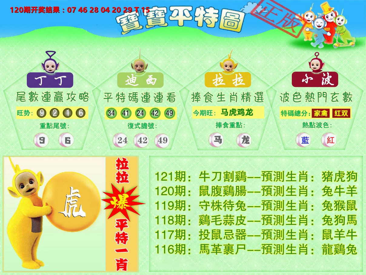 天线宝宝平特图 第121期