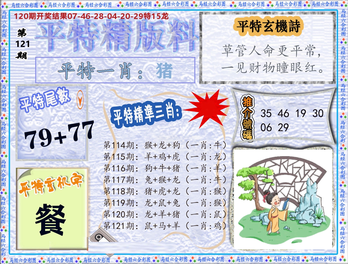 平特精版料 第121期