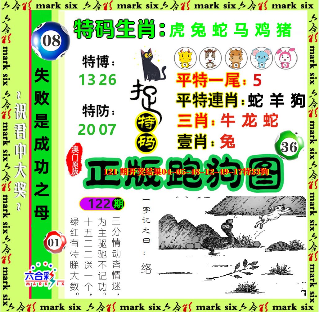 正版跑狗图 第122期