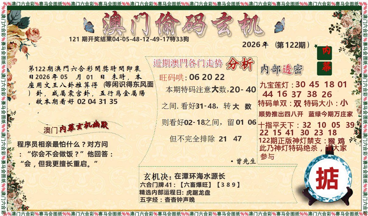 偷码玄机 第122期