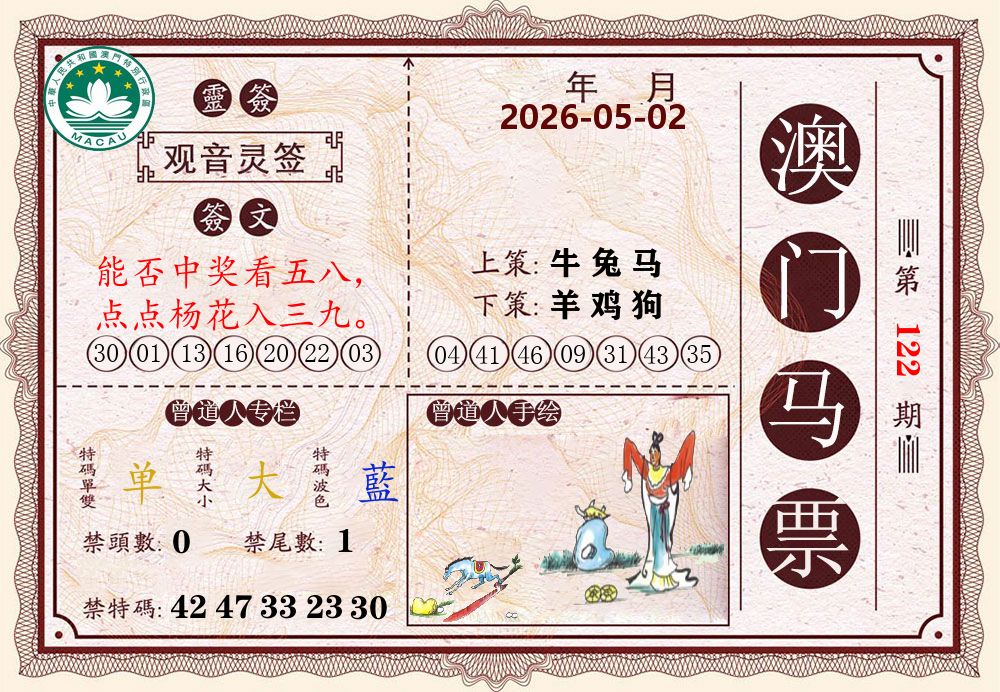澳门马票 第122期